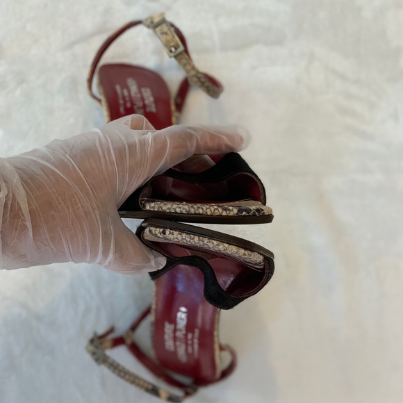 Vintage Donald Pliner Brown Haircalf & Snakeskin Sandals, Sz 10, Never worn! - Picture 6 of 12